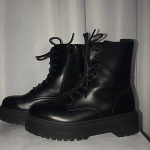 Black platform combat boots